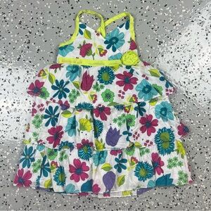 Penelope Mack Multicolor Floral Dress with Lime Accents